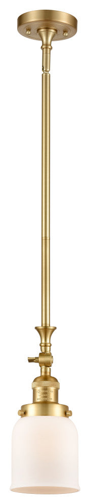 Small Bell 1 Light Mini Pendant, Satin Gold, Matte White