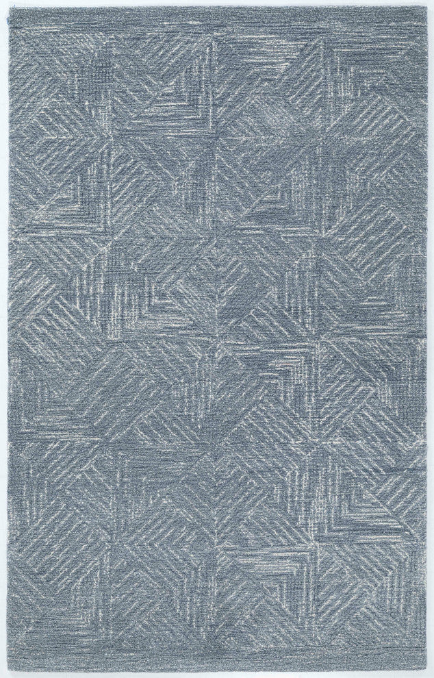 NuStory Shale Hand Tufted Geometric Area Rug in Denim, 5' X  8'