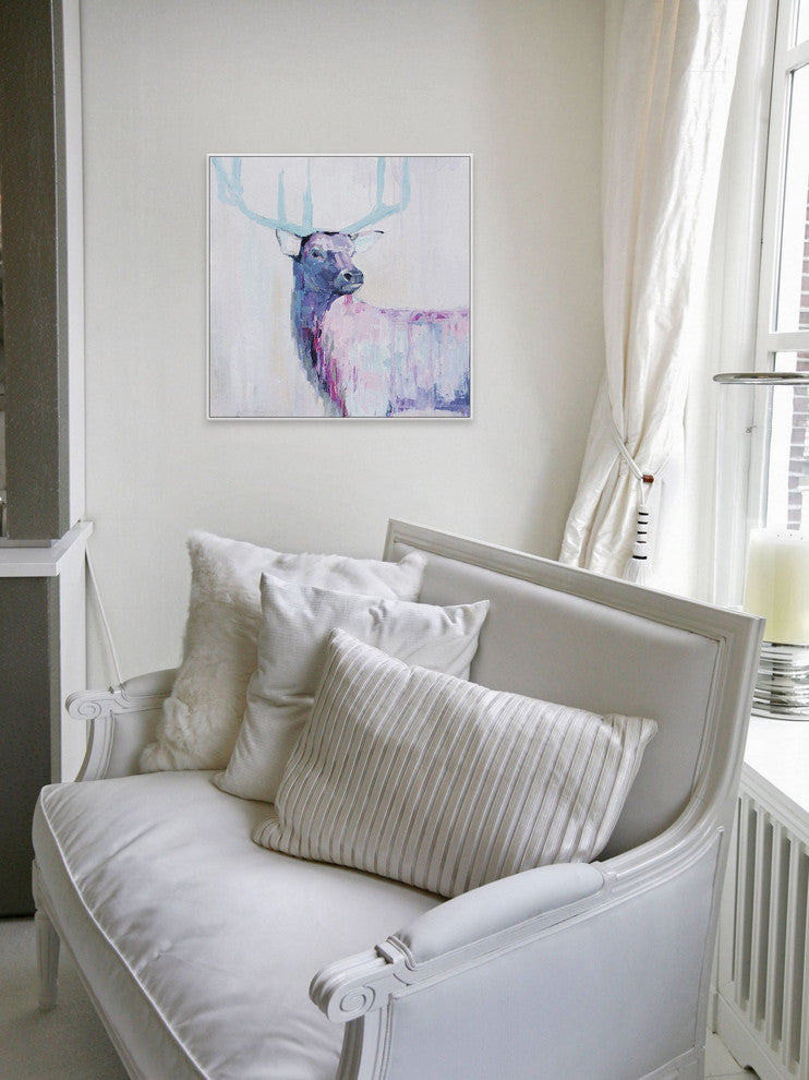 "Le Cerf" Floater Framed Painting Print on Canvas, 12"x12"