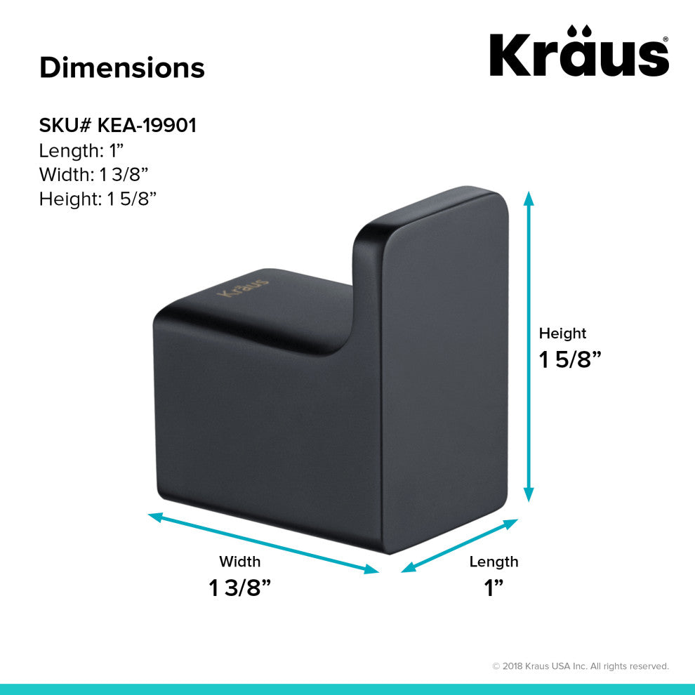 Stelios Bathroom Robe and Towel Hook, Matte Black