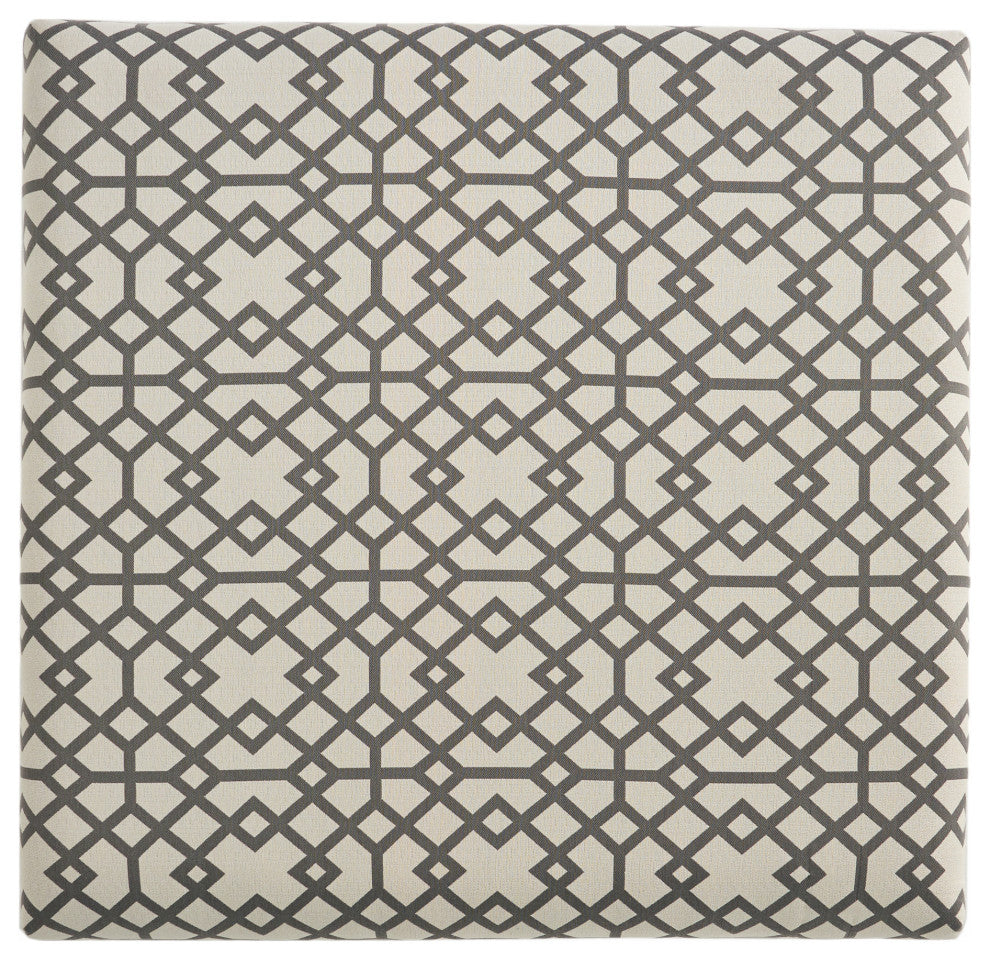 GDF Studio Estee Gray Geometric Patterned Fabric Storage Ottoman