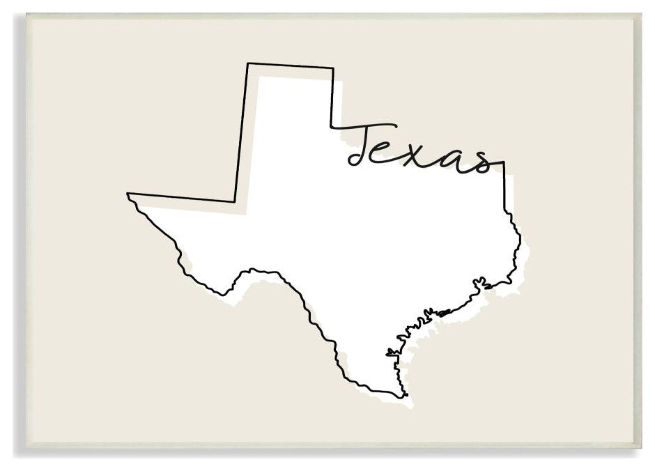 Te"xas Home State Map Neutral Print Design, 10"x15"