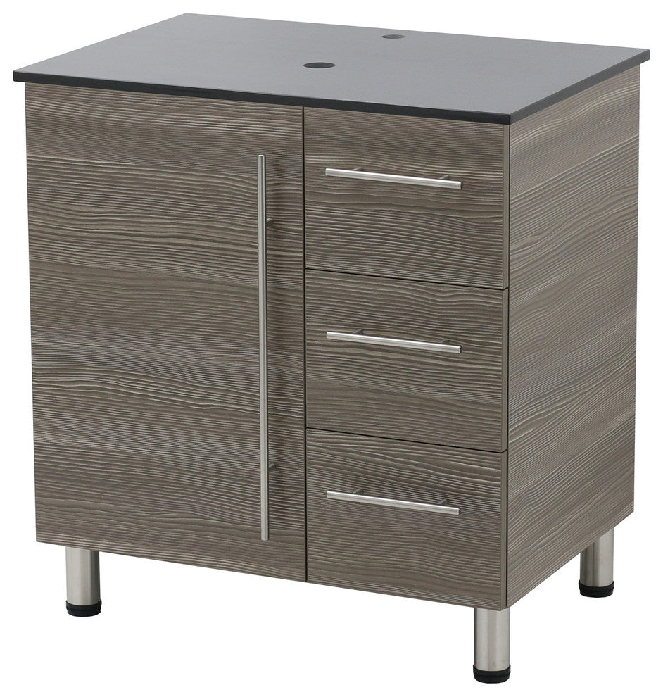 Windbay 30" Free Standing Vanity, Taupe Grey, Black Stone Countertop