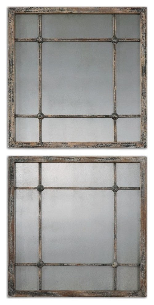 Smoked Antiqued Glass Mirror Squares