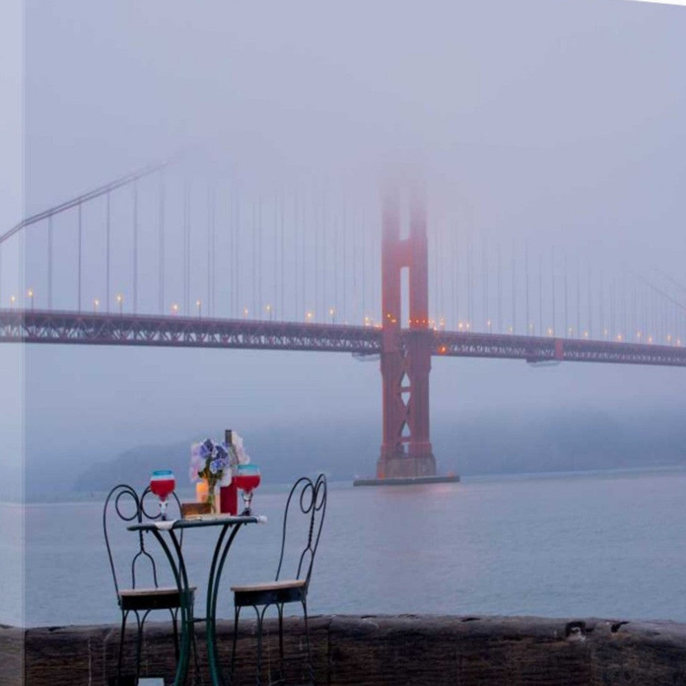 Wine Time For Two Golden Gate Bridge 3 Giclee Wrap Canvas Wall Art