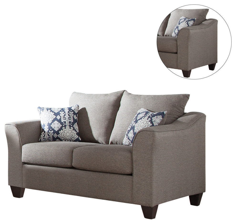 Casual Flared Arm Loveseat, Brown