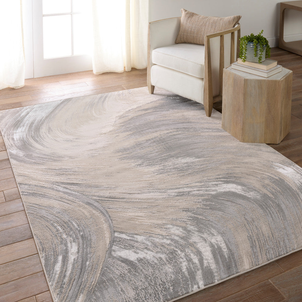Zione Abstract Taupe/ Gray Area Rug 5'X7'6"