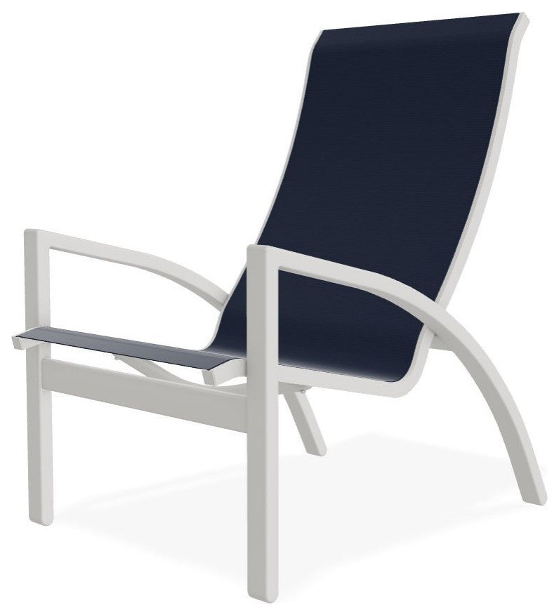 Kendall Sling Stackable Outdoor Lounge Chair, Navy/Snow