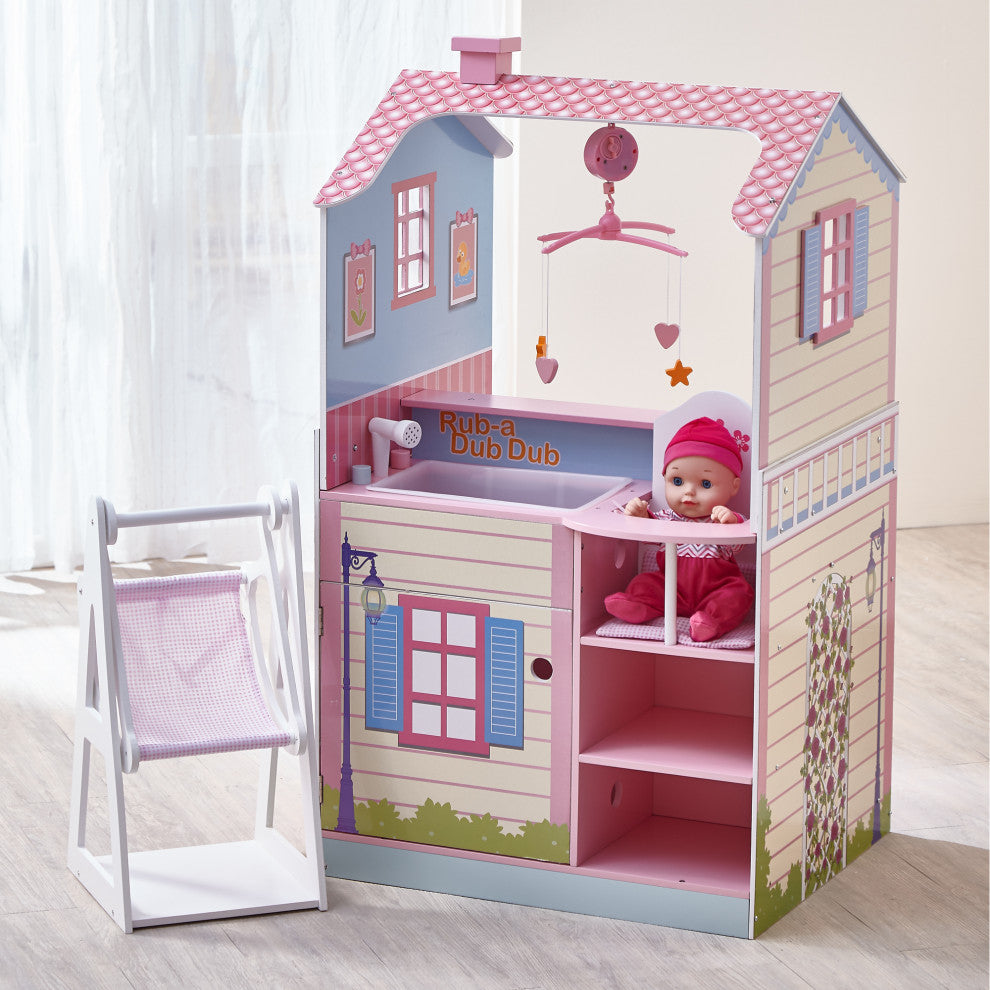 Doll Changing Station Dollhouse - pink
