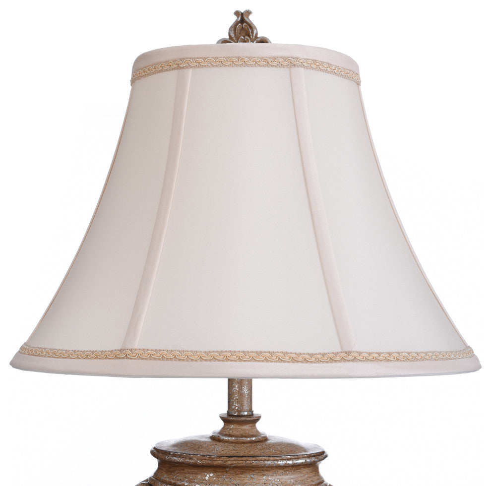 Traditional Table Lamp Open Lace Scroll, Savoy Silver Textile Shade