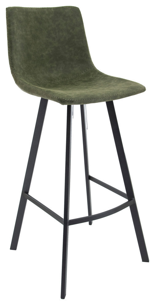 LeisureMod ES29G Elland Modern Leather Bar Stool With Iron Legs & Footrest