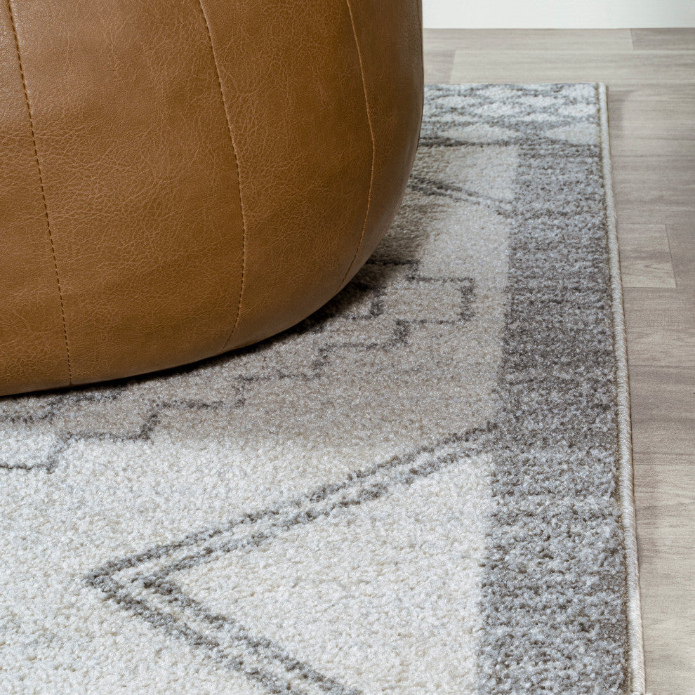 Amir Moroccan Beni Souk Rug, Cream/Gray, 8' Round