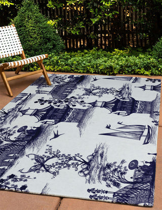 China Old Oriental Chenille Area Rug, Navy, 4'x6'