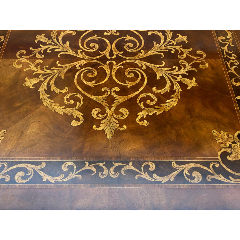 Vintage Estate Square Western Claw Legs Veneer Pattern Coffee Table Hcs6082