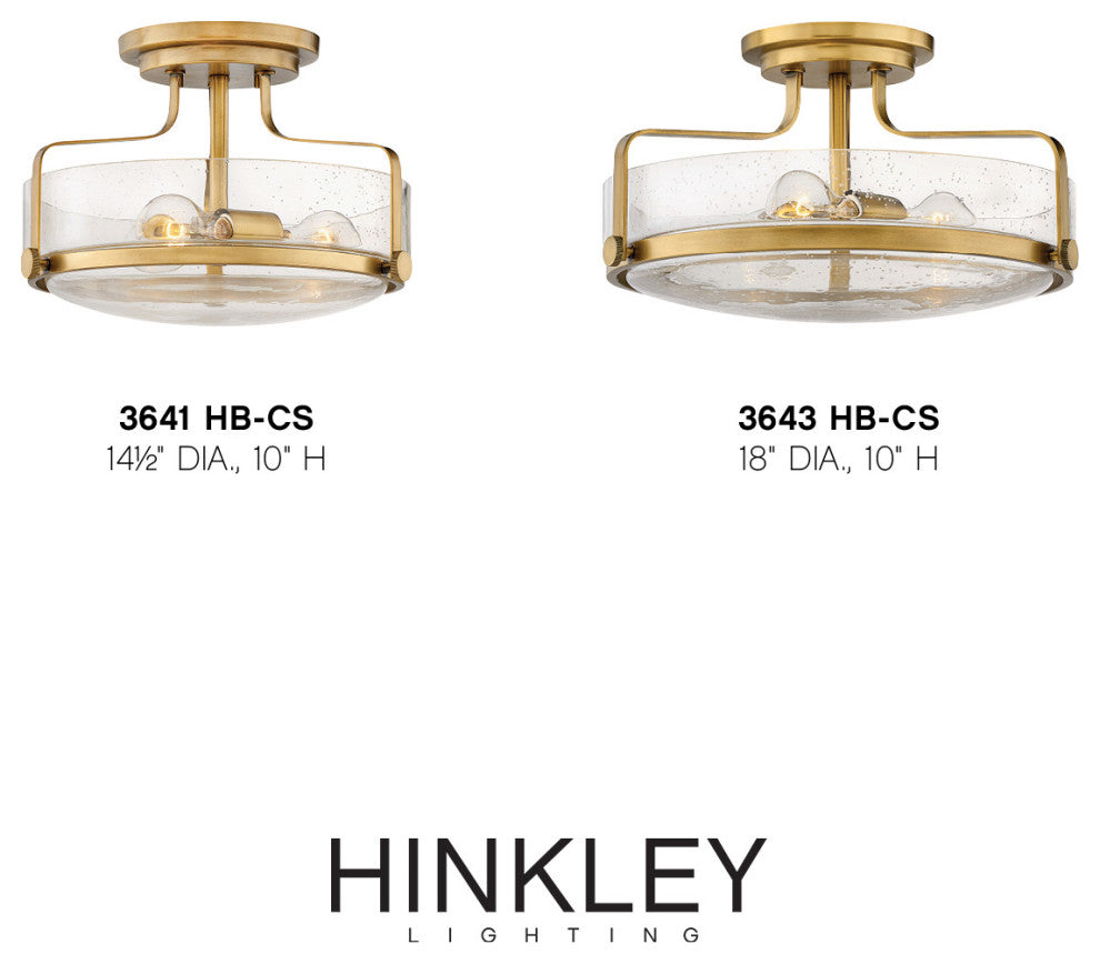 Hinkley Harper 14.5" Semi-Flush Ceiling Light, Heritage Brass