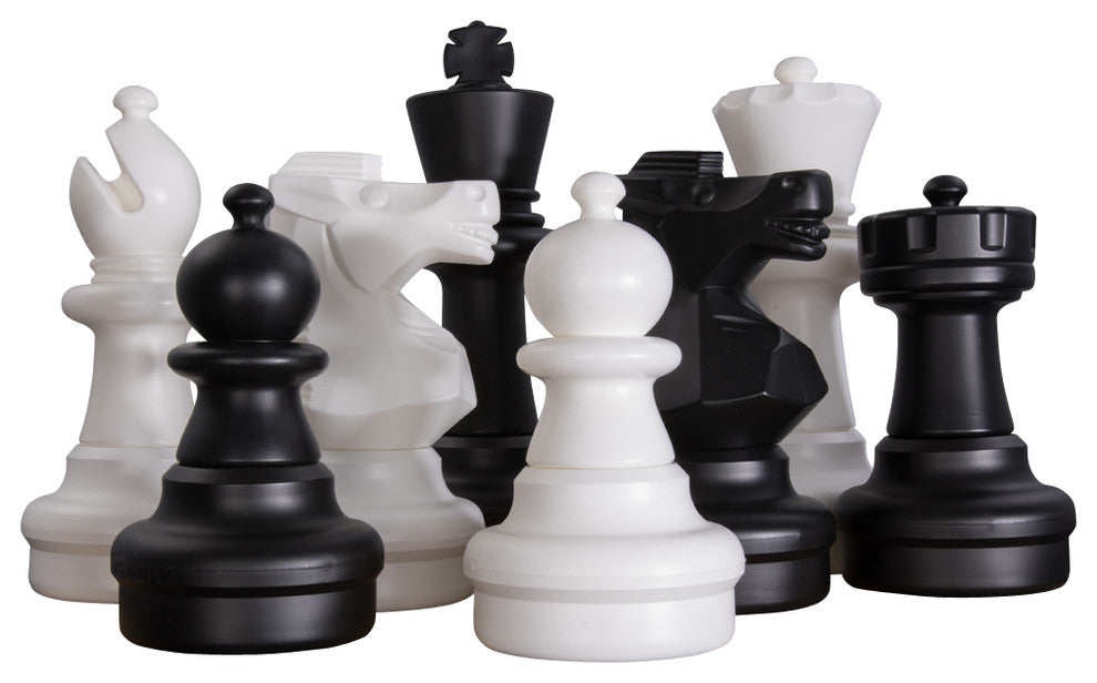 Giant Chess Complete Set and Mat, 25" Tall, White and Black, MegaChess