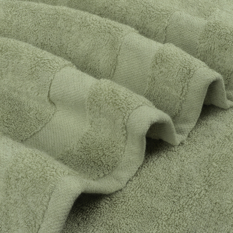 Organic 100% Cotton 650 GSM Feather Touch Quick Dry Bath Towel, Green Tint, Pack of 3