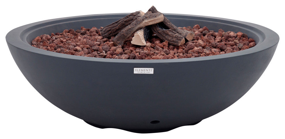 Rose Bowl Round Dark Grey Concrete 48" Propane Fire Bowl
