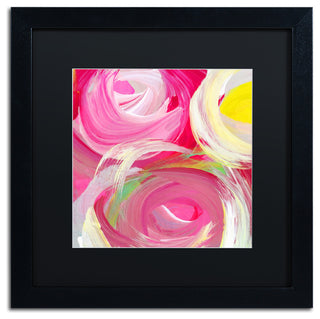 Rose Garden Circles Square 4' Matted Framed Art, Black Frame, Black Matte, 16x16