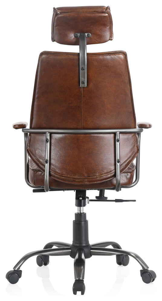 Executive Office Chair Cappuccino Brown Leather