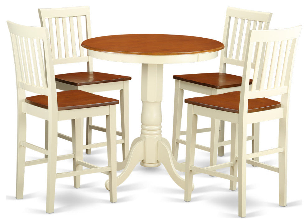 5 Pc Counter Height Dining Set -Pub Table And 4 Kitchen Bar Stool
