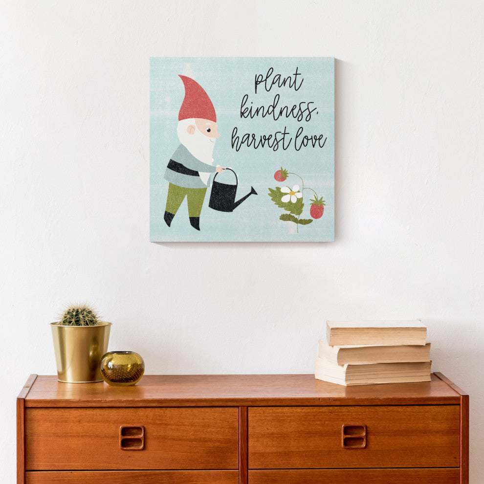 Plant Kindness Harvest Love Gnome 12x12 Canvas Wall Art