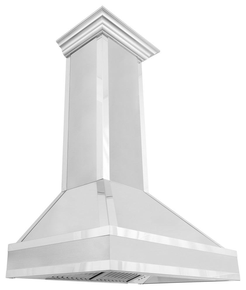 ZLINE Convertible Vent Wall Mount Range Hood in DuraSnow with Mirror Accents