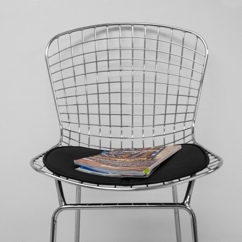 Chrome Wire Counter Height Stools for Bar, Black