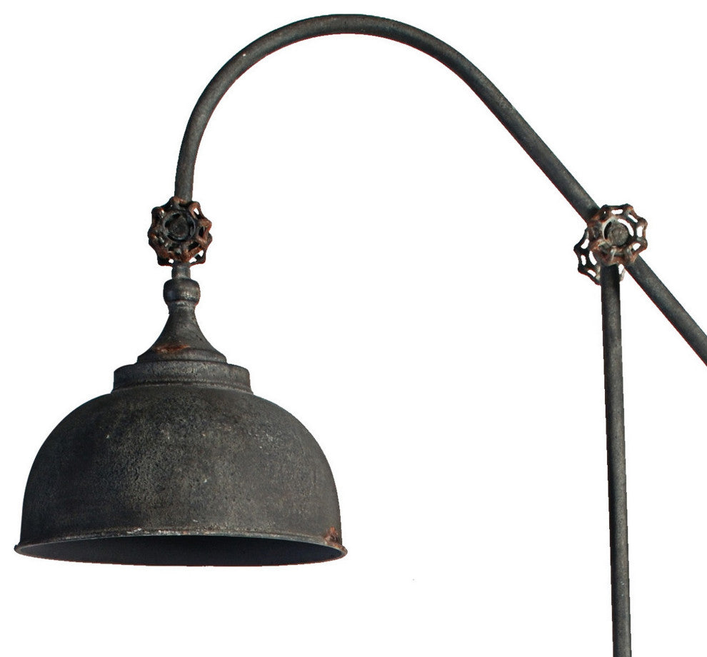 Benzara BM285020 67" Iron Floor Lamp, Adjustable Length Arm, Antique Black