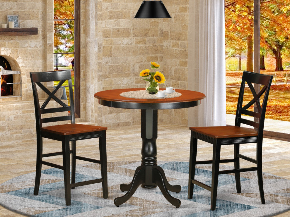 3 Pc Dining Counter Height Set -Pub Table And 2 Kitchen Bar Stool