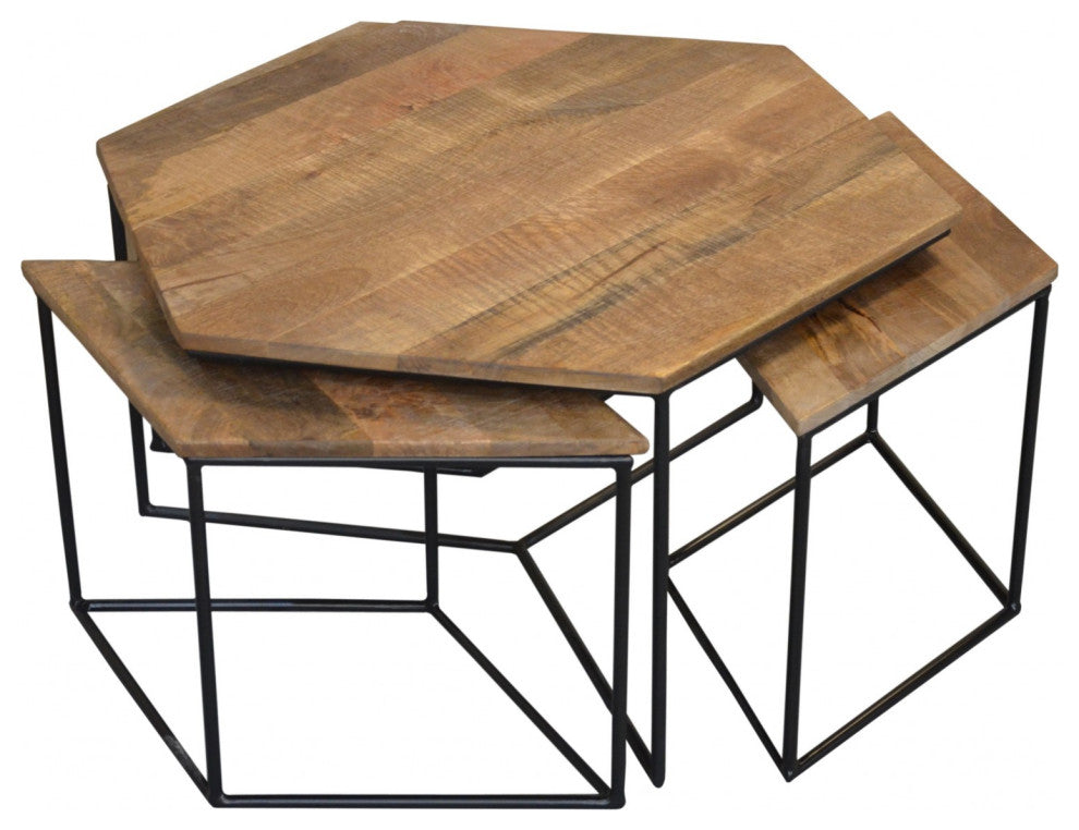 Set of 4 Geometric Wooden Coffee Tables