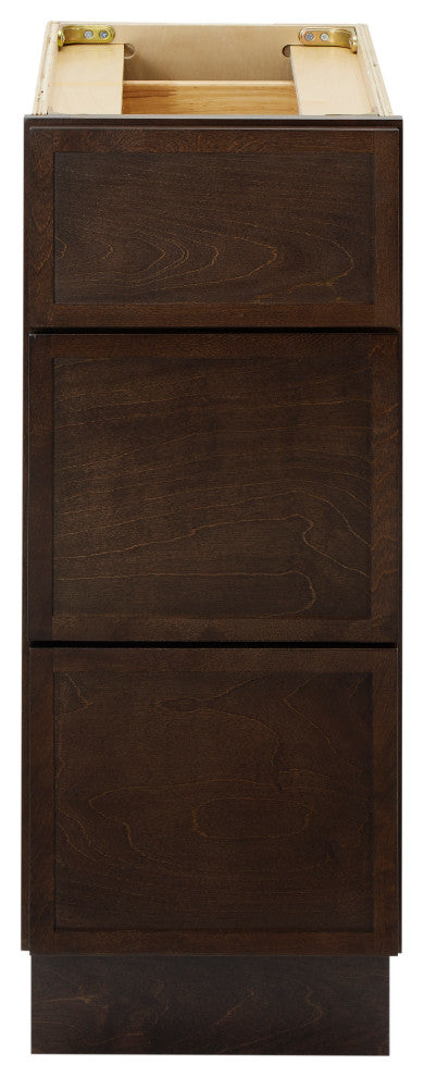 Vanity Art Birch Plywood Single Base Storage Cabinet, Brown, 12 Inch (3 Drawers)