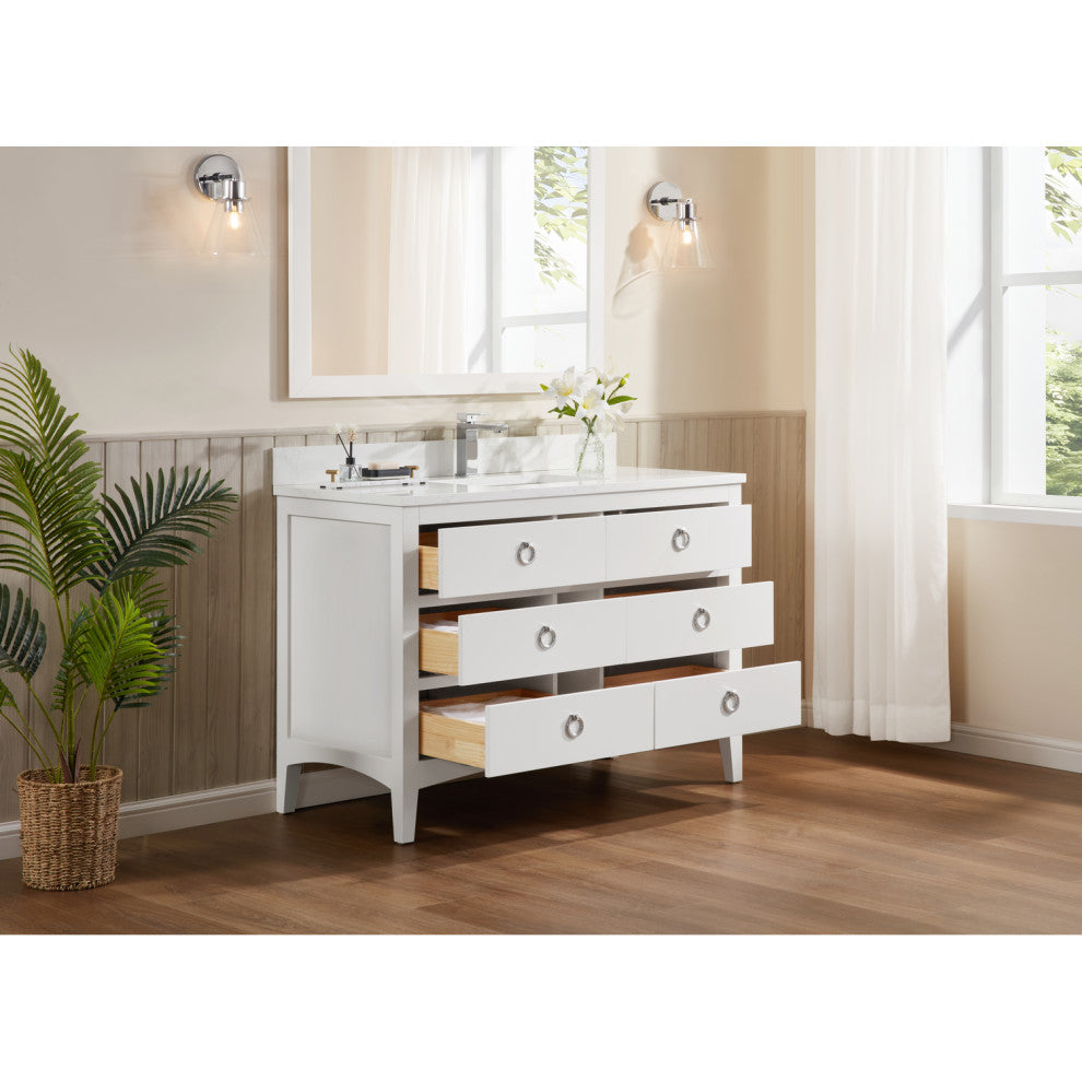 Legion Furniture WS2518 Series Bathroom Sink Vanity, White, 48", Artificial Stone Top, Single Sink