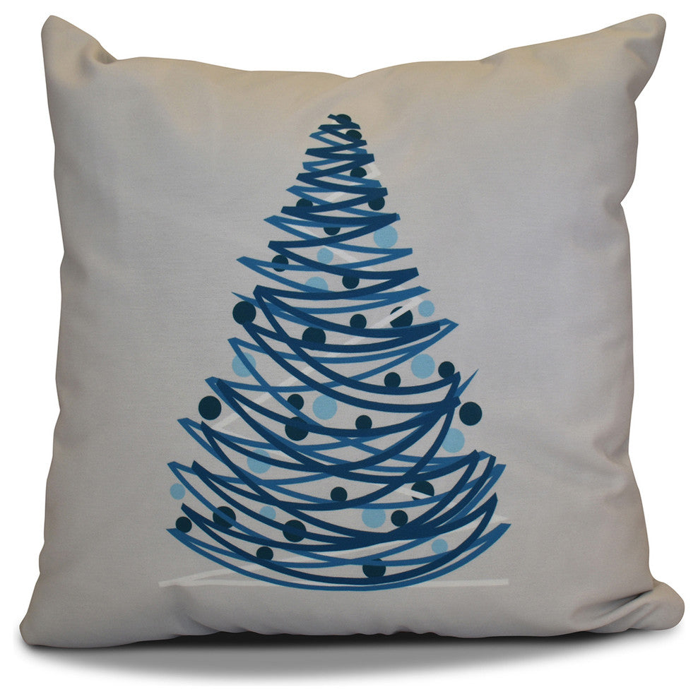 Oh Christmas Tree Pillow, Gray, 16"x16"