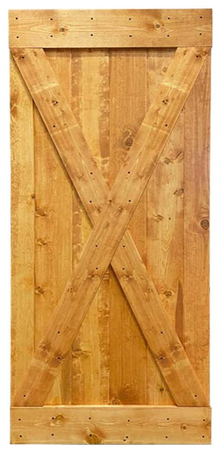 Stained Solid Pine Wood Sliding Barn Door, Colonial Maple, 38"x84", X Series