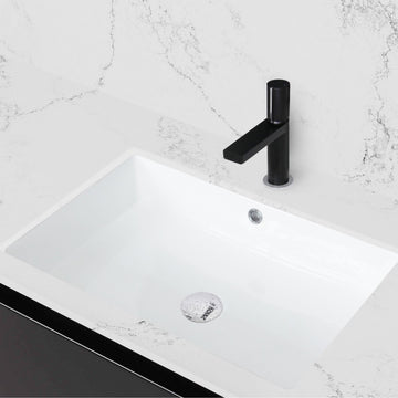 STYLISH 24" Rectangular Undermount Ceramic Bathroom Sink With 2 Overflow Finishe