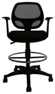Black Mesh Computer Desk Chair With Footring, Mid-Back Ergonomic