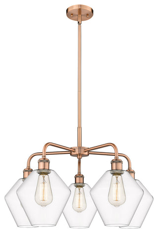 Cindyrella 5-Light 26" Stem Chandelier, Antique Copper, Clear Shade