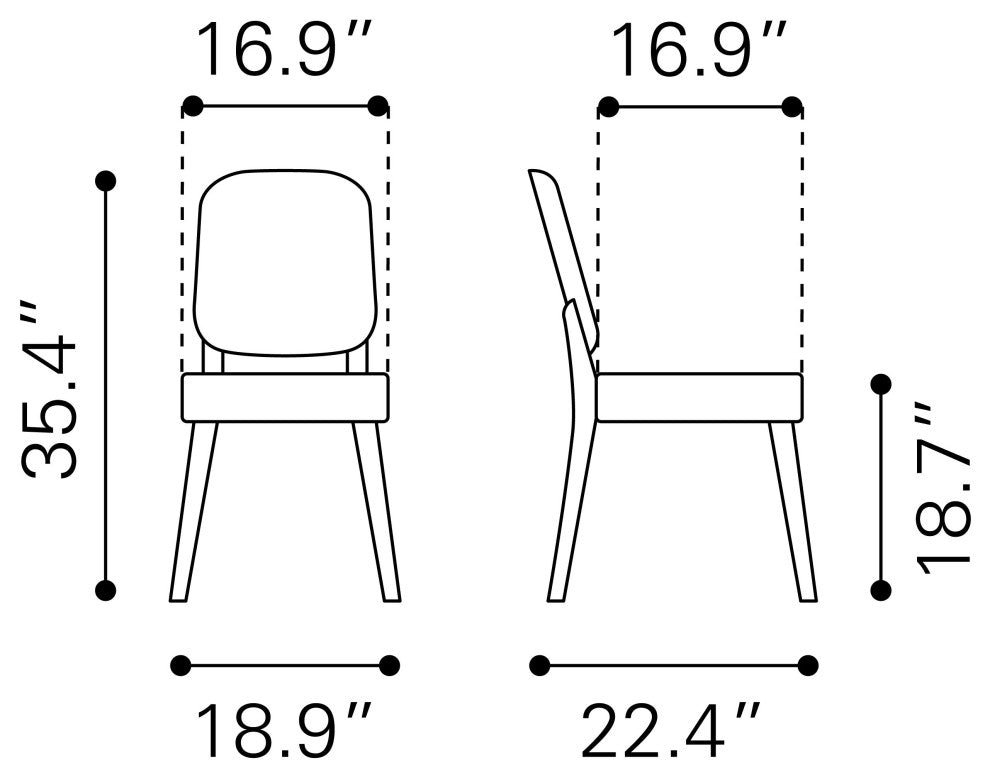 Alberta Dining Chair, Set of 2 Walnut & Dark Gray