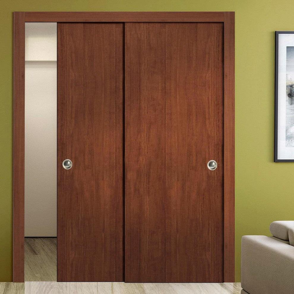Sliding Closet Bypass Doors 48 x 80 & Hardware | Planum 0010 Walnut Modena