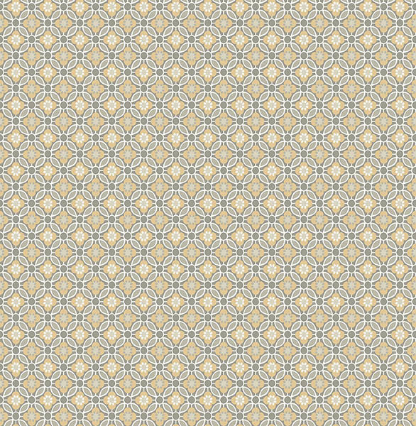 Retro Floral Wallpaper, Gold and Gray, Bolt