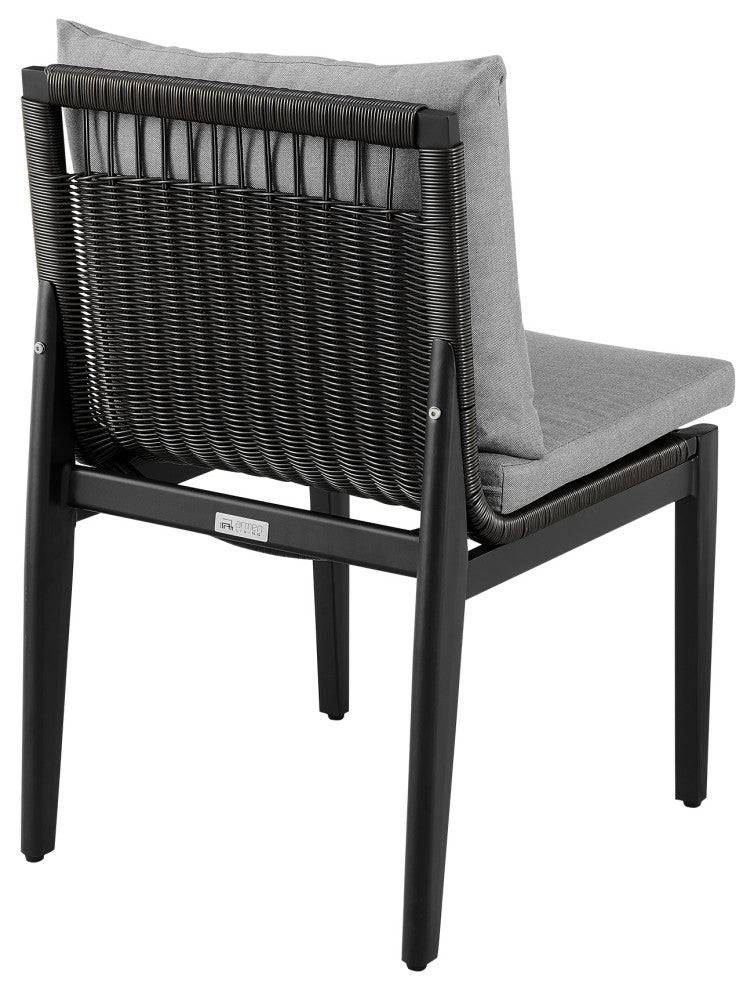 Cayman Outdoor Patio Dining Chairs in Aluminum with Gray Cushions - Set of 2