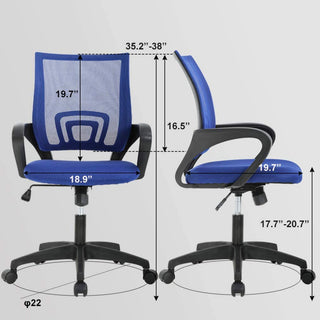 Mesh Computer Chair with Lumbar Support Armrest, Blue