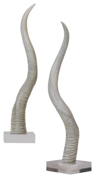Safari Gray-White Horn Sculpture