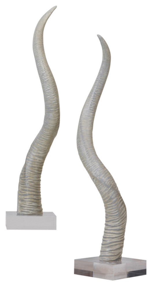 Safari Gray-White Horn Sculpture