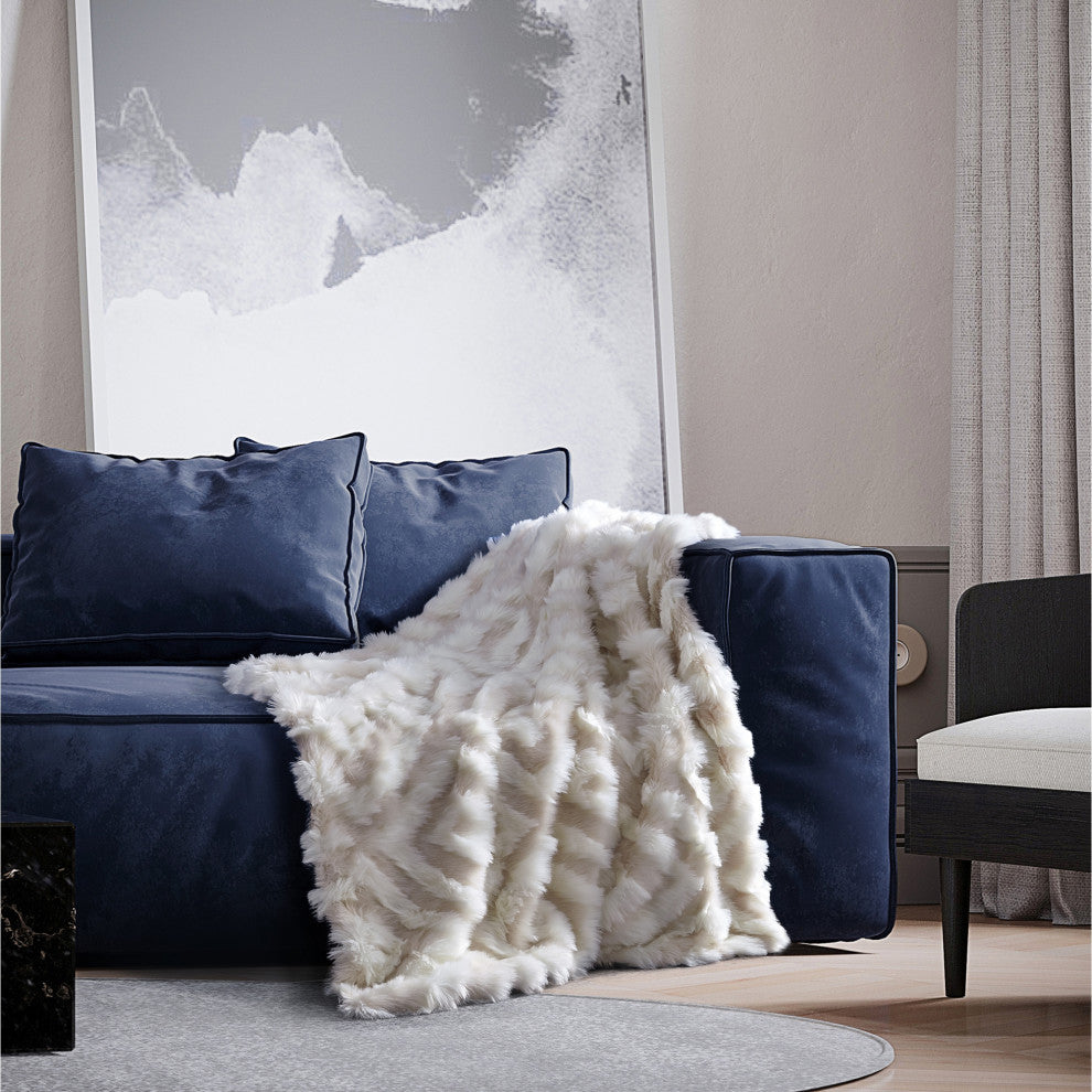 Inspired Home Hillary Throw Luxuriously Soft, Acrylic 50"x60", Blush