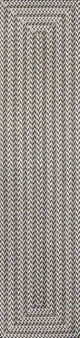 Chevron Modern Concentric Squares Indoor/Outdoor Area Rug, Light Gray/Black, 2x8