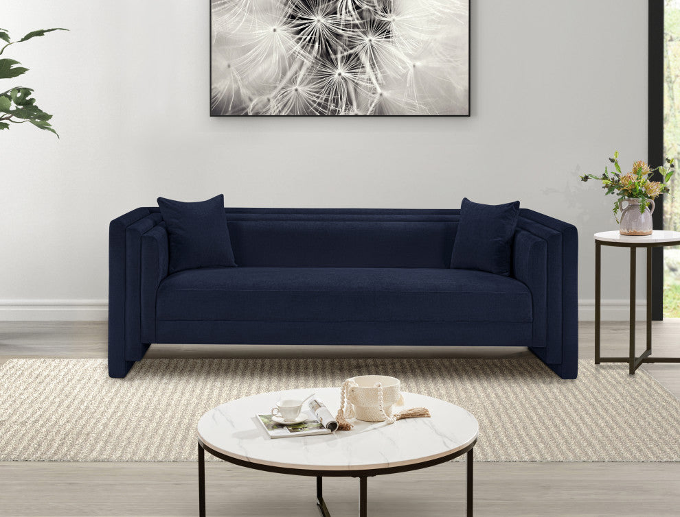Everett Upholstered Sofa, Navy, Chenille Fabric