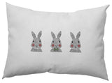 Bunny Triplets Easter Decorative Lumbar Pillow, Laurel Tree Green, 14x20"