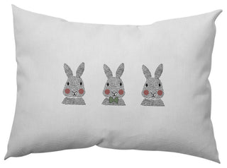 Bunny Triplets Easter Decorative Lumbar Pillow, Laurel Tree Green, 14x20"